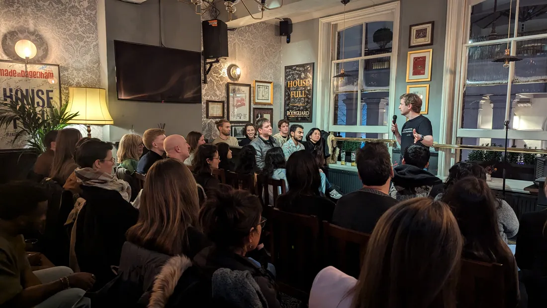 Sunday audience laughing at JK Comedy Club Covent Garden